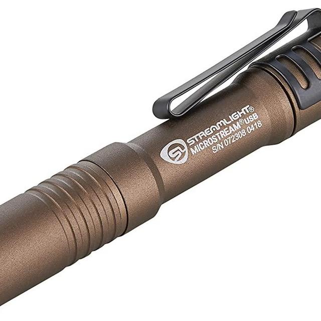 Streamlight 66608 250 Lumen MicroStream USB Rechargeable Pocket Flashlight with 5" USB Cord, Coyote, Clamshell Packaging