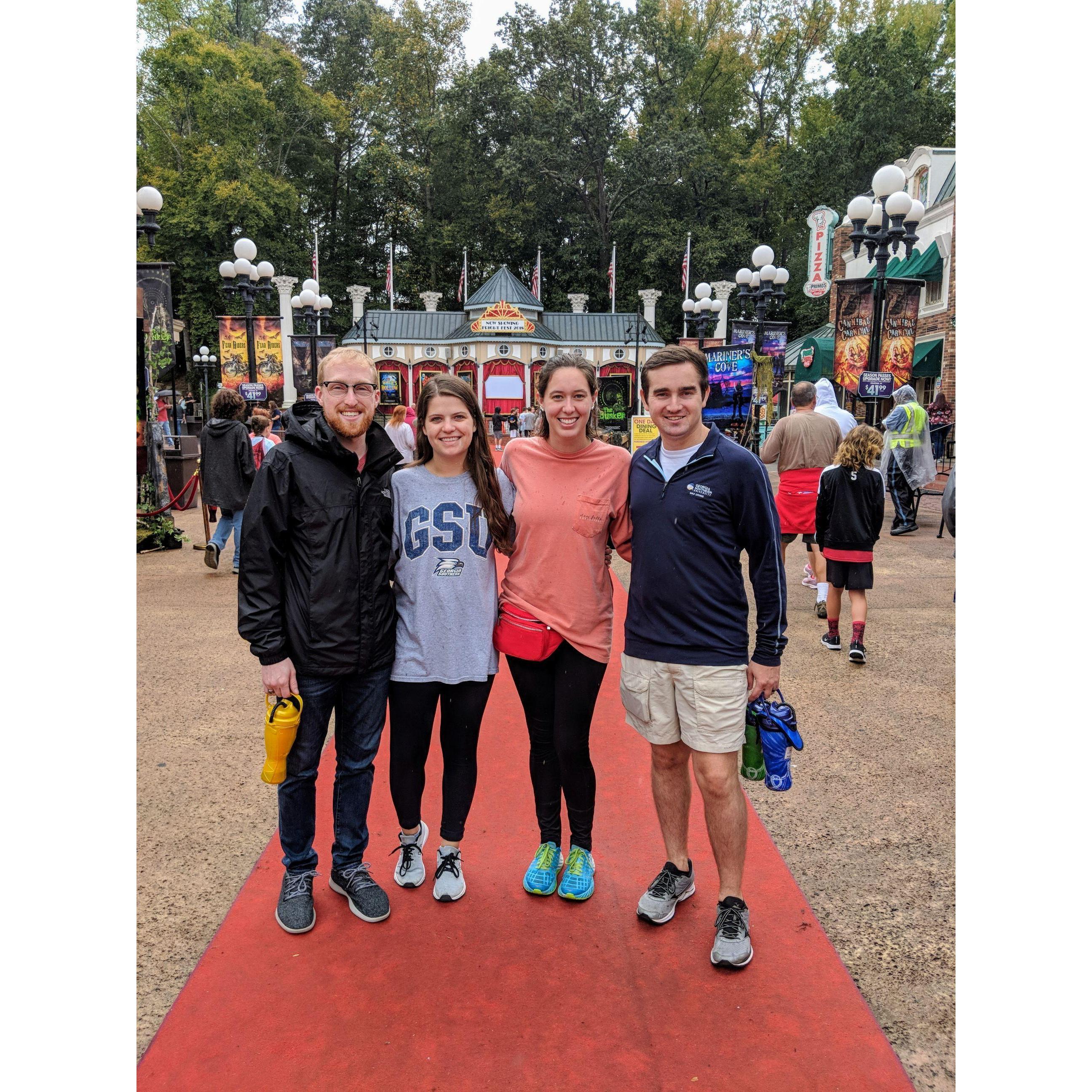 Six Flags with our bridesmaid and groomsman, Ashlyn and Jordan
