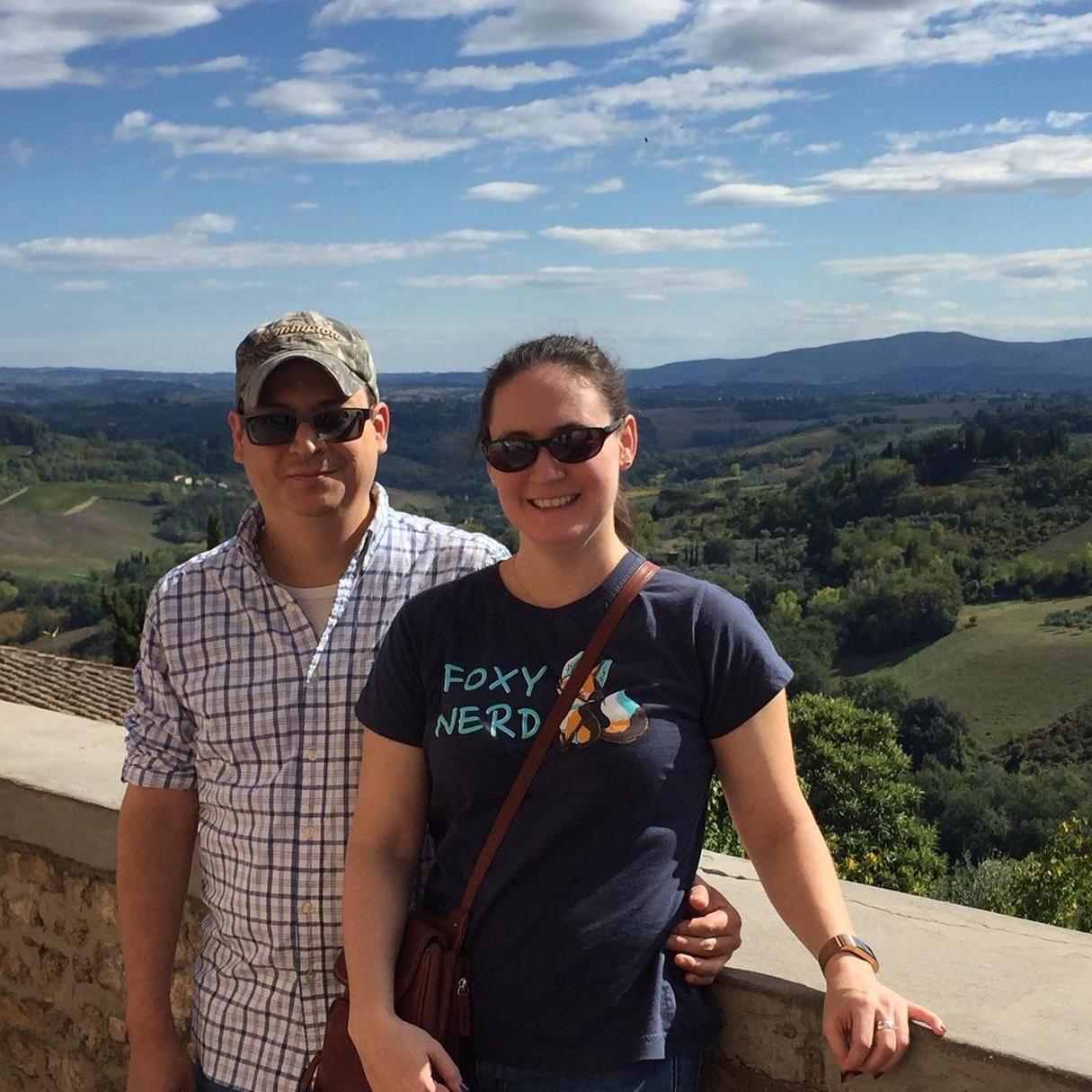 Taking a break from strolling around San Gimignano, Italy.