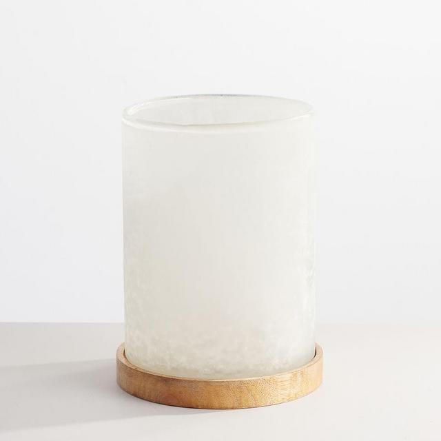 Sedona Frosted Hurricane, White Glass/Wood, Small
