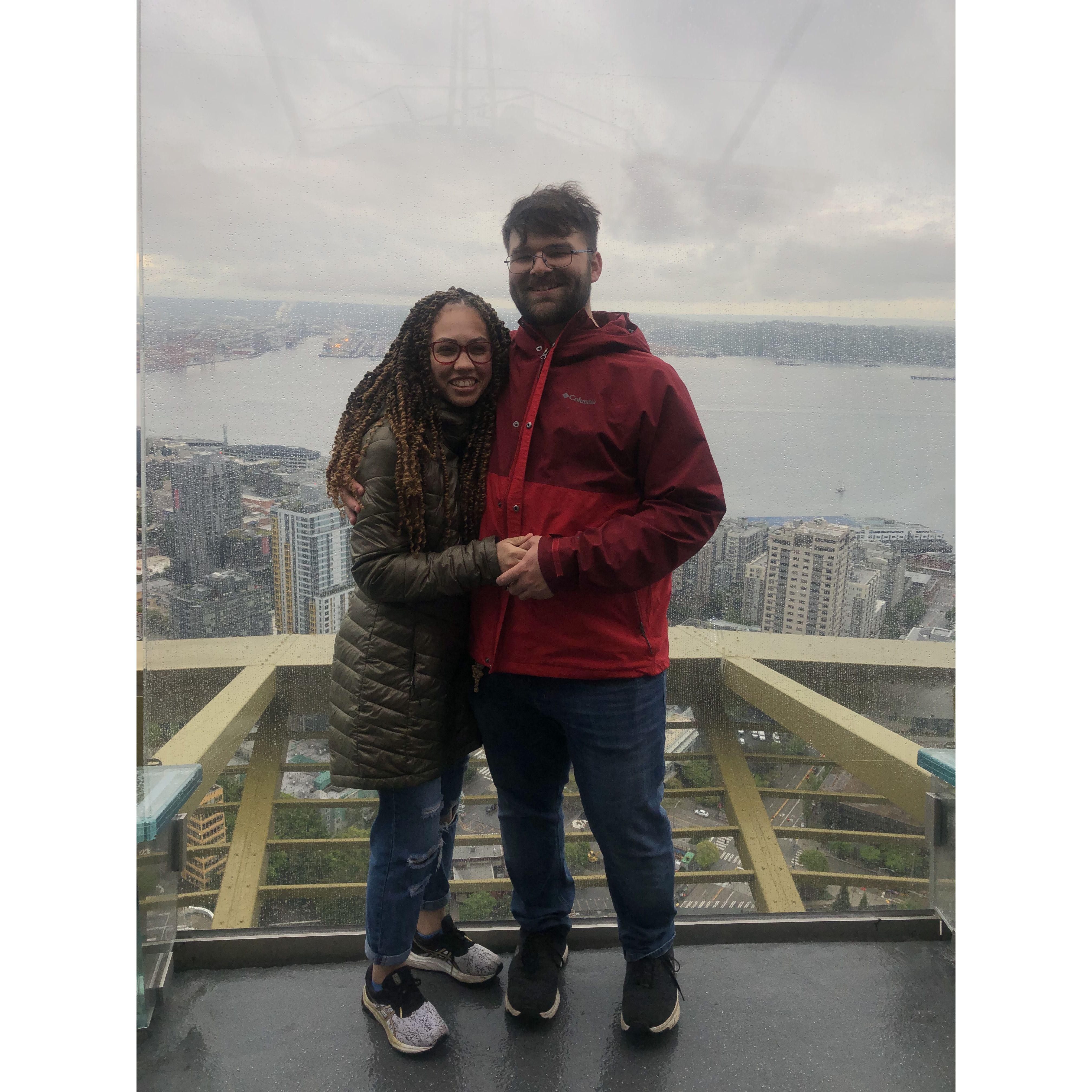 Standing at the top of the Space Needle