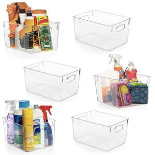 ClearSpace Clear Plastic Storage Bins – Pantry Organizers & Storage Containers, Cabinet Organizer - Home Organization Must Haves for Kitchen, Laundry Room, Office, Closet, Garage & Freezer