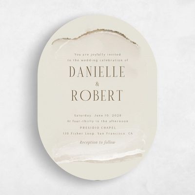 Linen, Beige Wedding Invitation - Balla Portrait