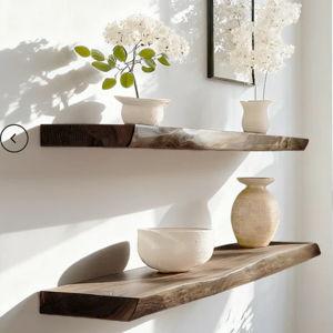 Live Edge Wood Floating Shelf With Hidden Metal Brackets, Wooden Bookshelf, Live Edge Wooden Shelf For Farmhouse Wall Decor