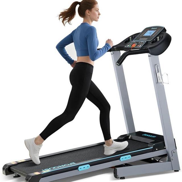 BORGUSI Treadmill with Auto Incline - 300 lb Capacity, 3.0HP Folding Electric Treadmill Up to 8.5 MPH Speed, Running Machine with 17.5" Wide Tread Belt and Bluetooth Speaker for Home Use