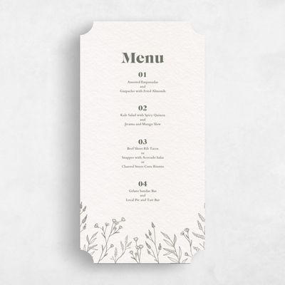 Beige Ticket Wedding Menu - Sylvan