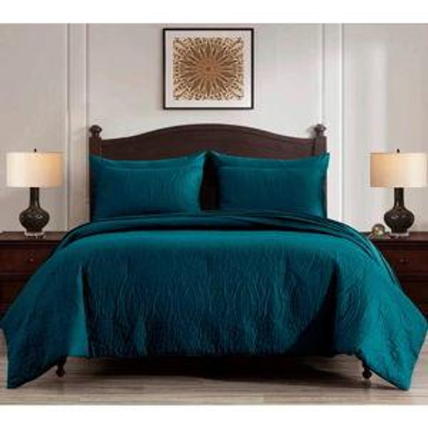 Liam Microfiber 7 Piece Bed in a Bag Comforter Set - Teal, Queen Comforter + 6 Additional Pieces