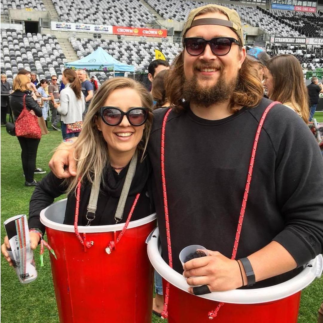 Dressed as beer pong cups for the Dunedin Craft Beer and Food Festival 2017.