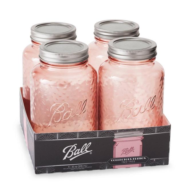 Ball 32oz 4pk Vintage Canning Jars Pink