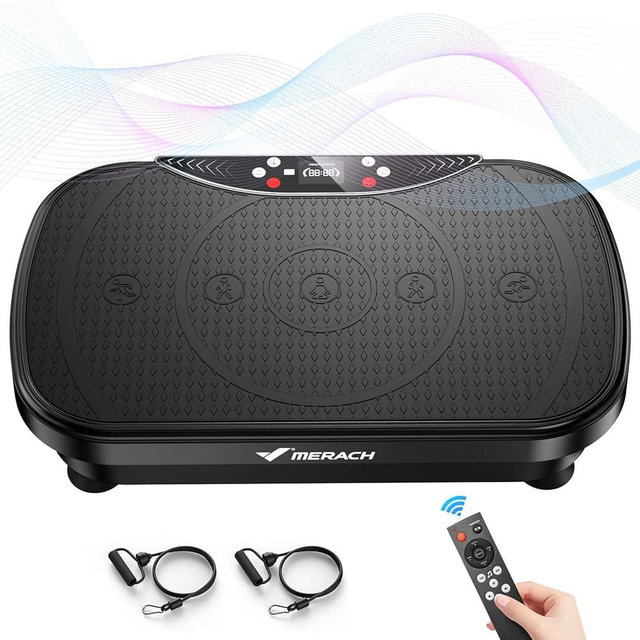 MERACH Vibration Plate Exercise Machine, Vibration Plate for Lymphatic Drainage Weight Loss, Vibrating Plate Exercise Machine with Bluetooth and LED Display, Workout Equipment for Women Men Home