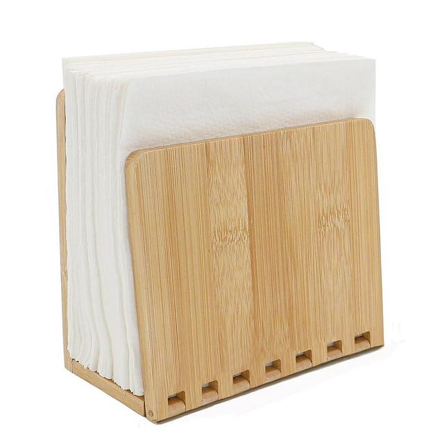 Bamboo Napkin Holder, Adjustable Wood Storage Rack for Dining Room, Picnic, Kitchen Table Indoor Outdoor - Dispenser for Table (Original))