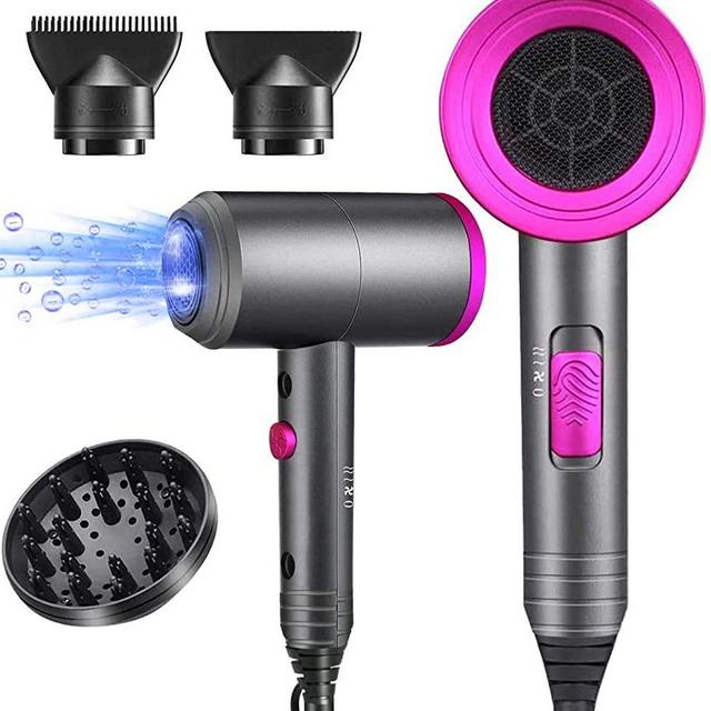 Ionic Hair Dryer, 1800W Professional Blow Dryer (with Powerful AC Motor), Negative Ion Technolog, 3 Heating/2 Speed/Cold Settings, Contain 2 Nozzles and 1 Diffuser, for Home Salon Travel Pregnant Kid