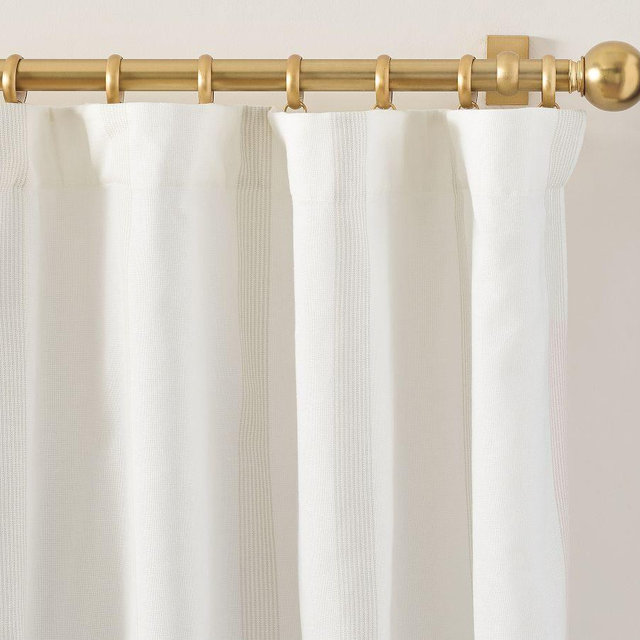 Harbor Striped Blackout Curtain, Flax, 50" W x 84" L
