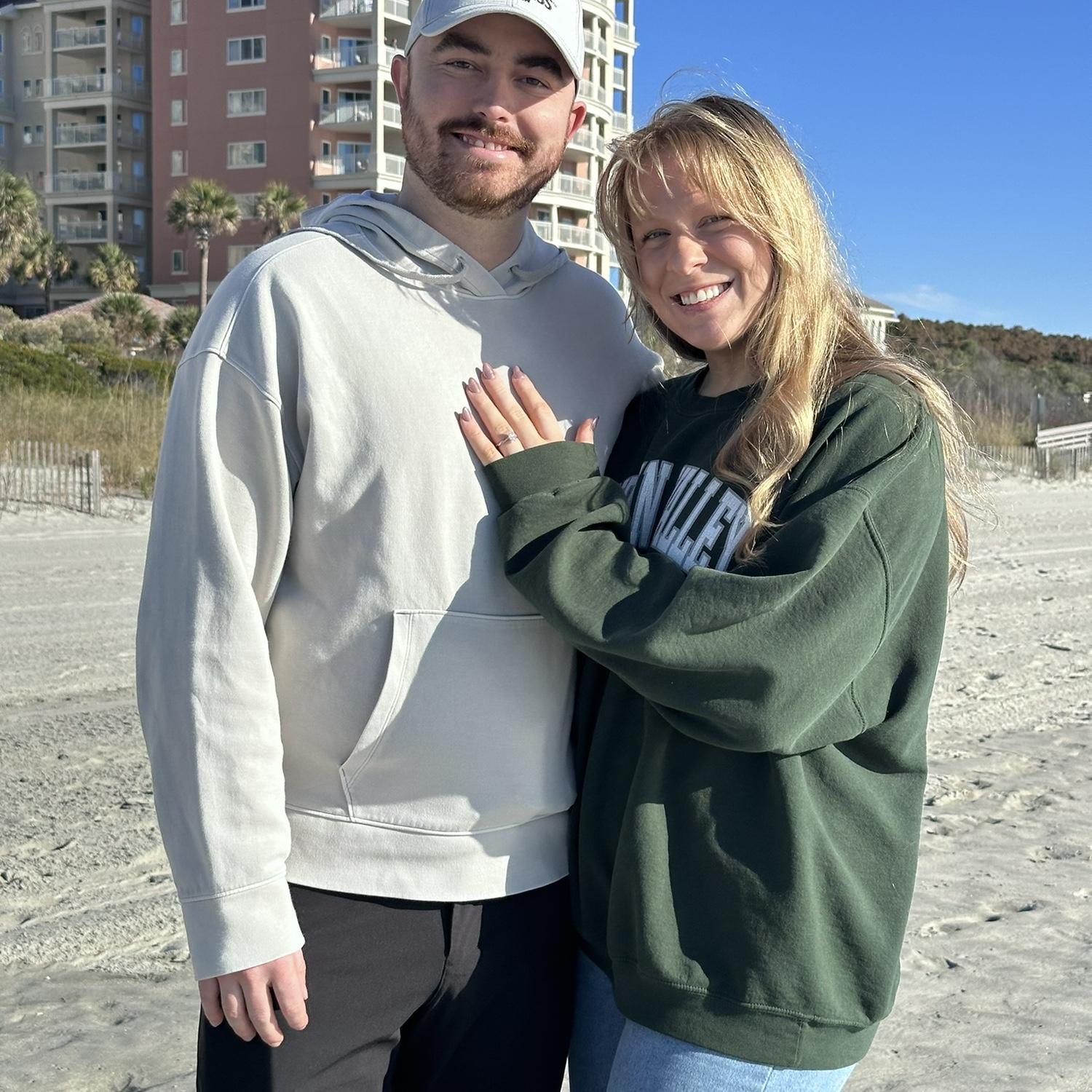 October 2024 -
on the beach the morning after getting engaged