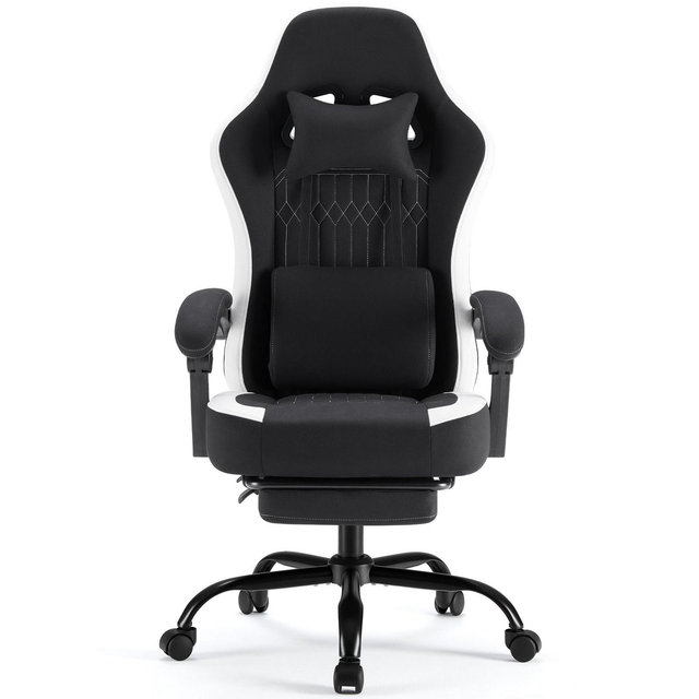 JIONJOY Ergonomic Gaming Chair with Footrest - High Back Lumbar Support, Adjustable Recline& Height, Swivel Computer Desk Chair-BK