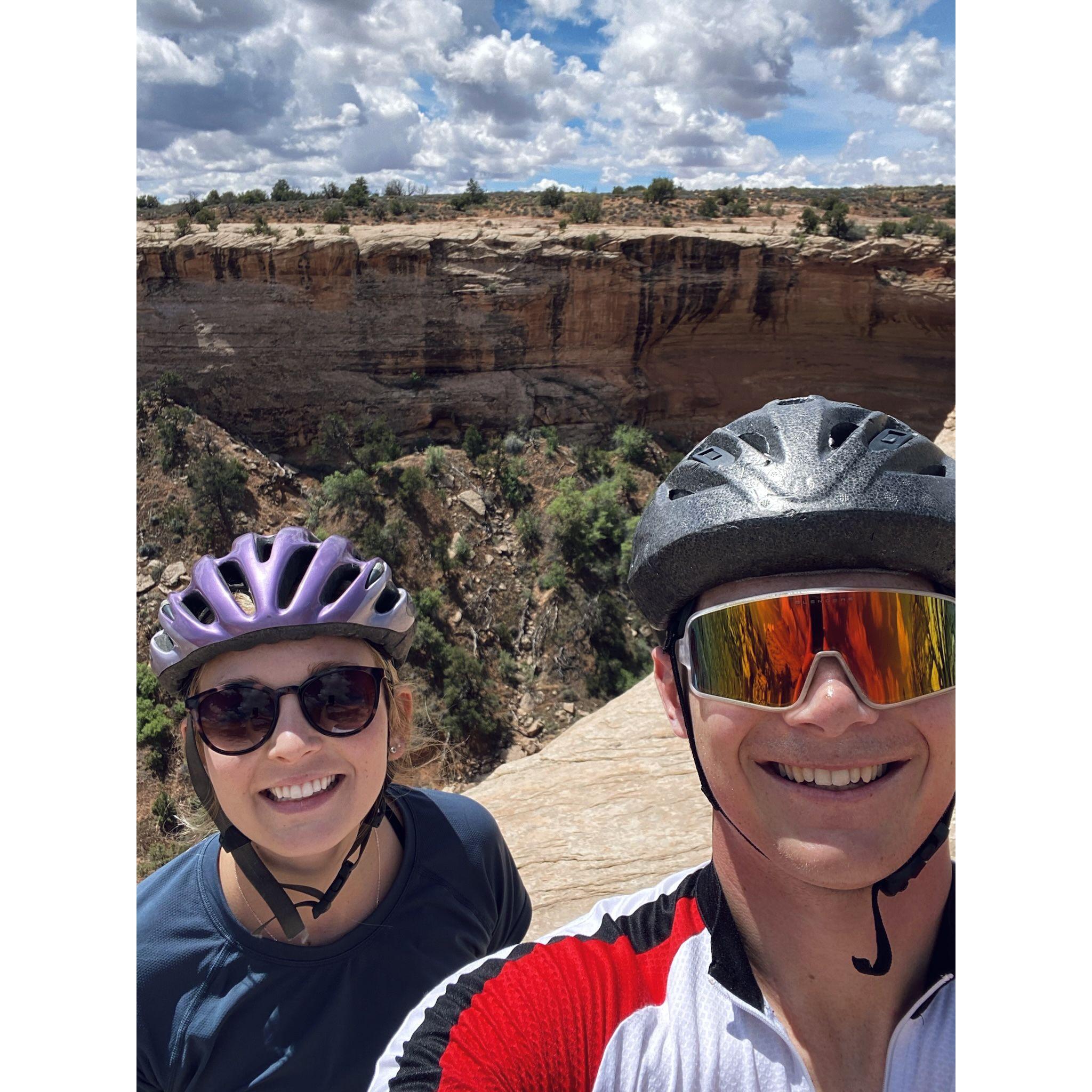 Apr 2024. Mountain biking in Moab after Miranda's trail marathon.