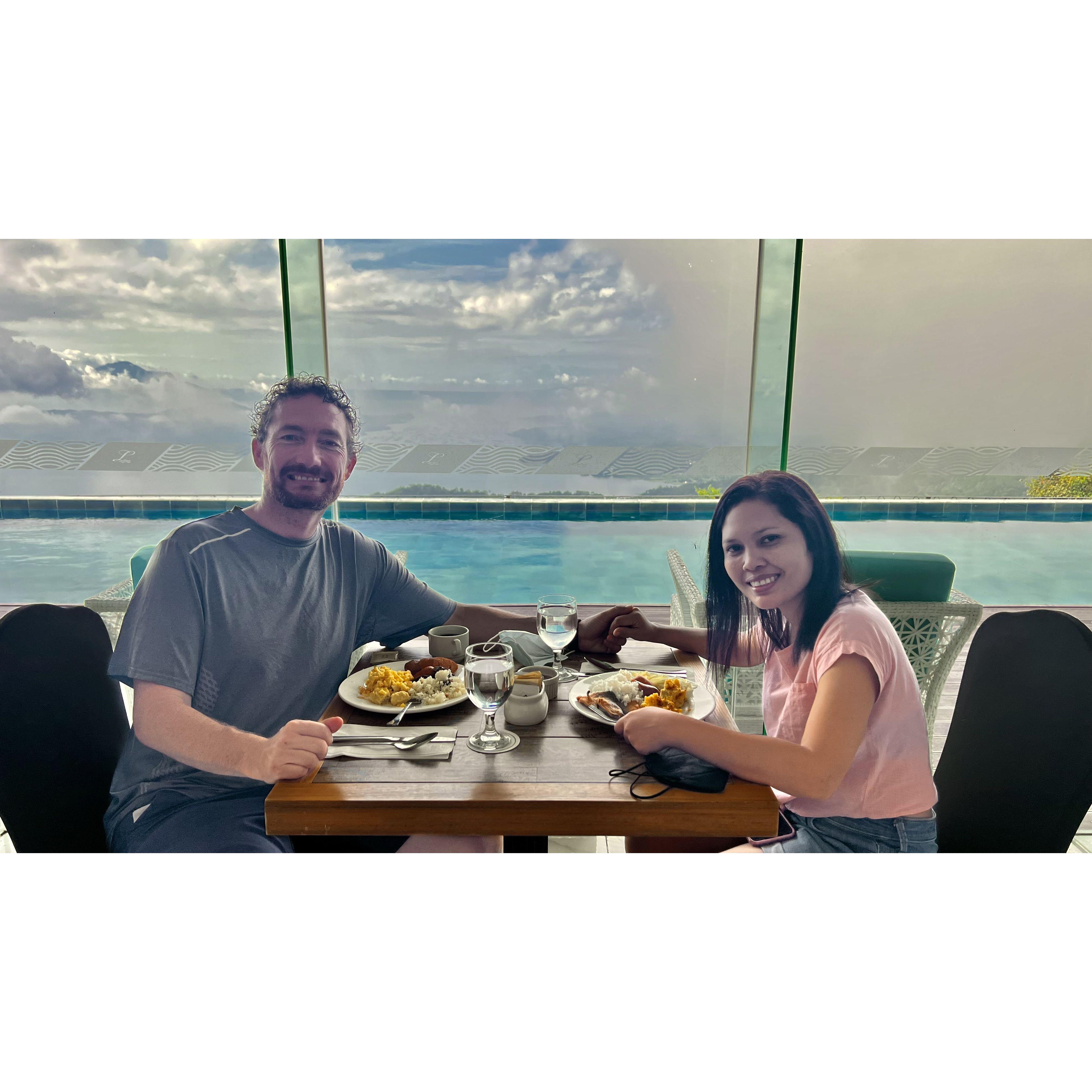First dinner together at Lake Hotel in Tagaytay Philippines.