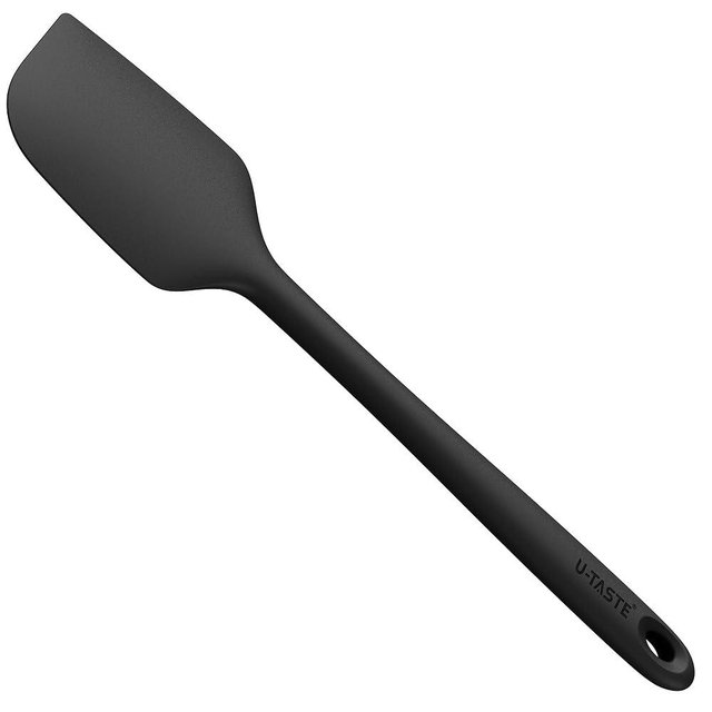 14in Extra Long Silicone Spatula: U-Taste 480ºF Heat Resistant Flexible Baking Mixer Scraper, Large Rubber Mixing Stirring Scraping Seamless Kitchen Turner Utensil for Nonstick Cookware (Black)