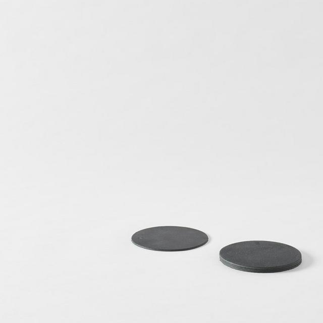Michaël Verheyden Black Round Leather Coasters, Set of Four