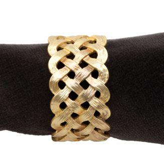 Matte Gold Plated Braid Napkin Rings, Set of 4