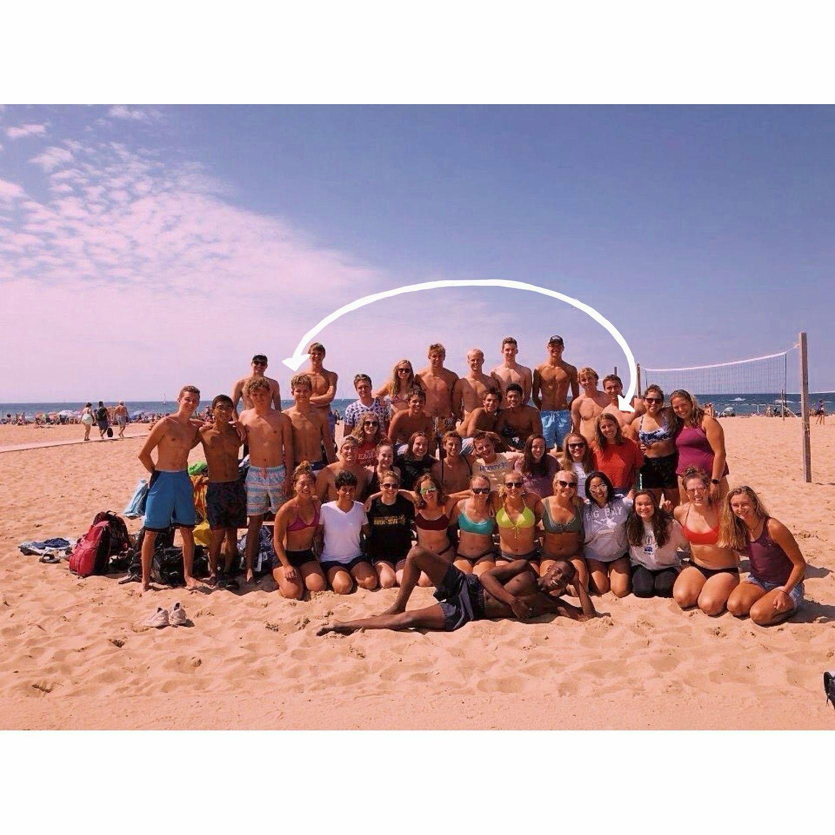 Claire and Dane first met as freshman at Calvin University in August of 2019.  Neither of them remembers officially meeting, but they were both members of the swim team.  This particular day was one of the first swim team functions of the year (underclassmen beach day), and Claire thinks it was this particular day that she found out who Dane was!