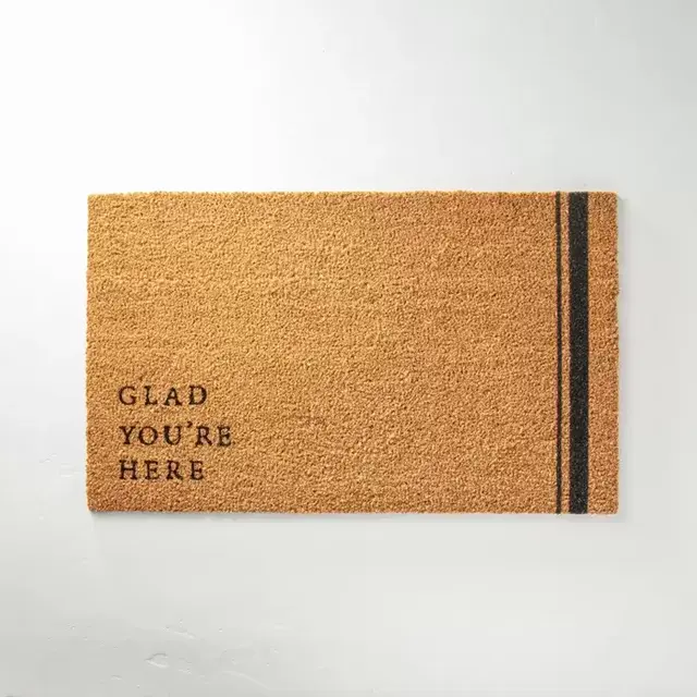 Glad You're Here Coir Door Mat Black/Tan - Hearth & Hand™ with Magnolia