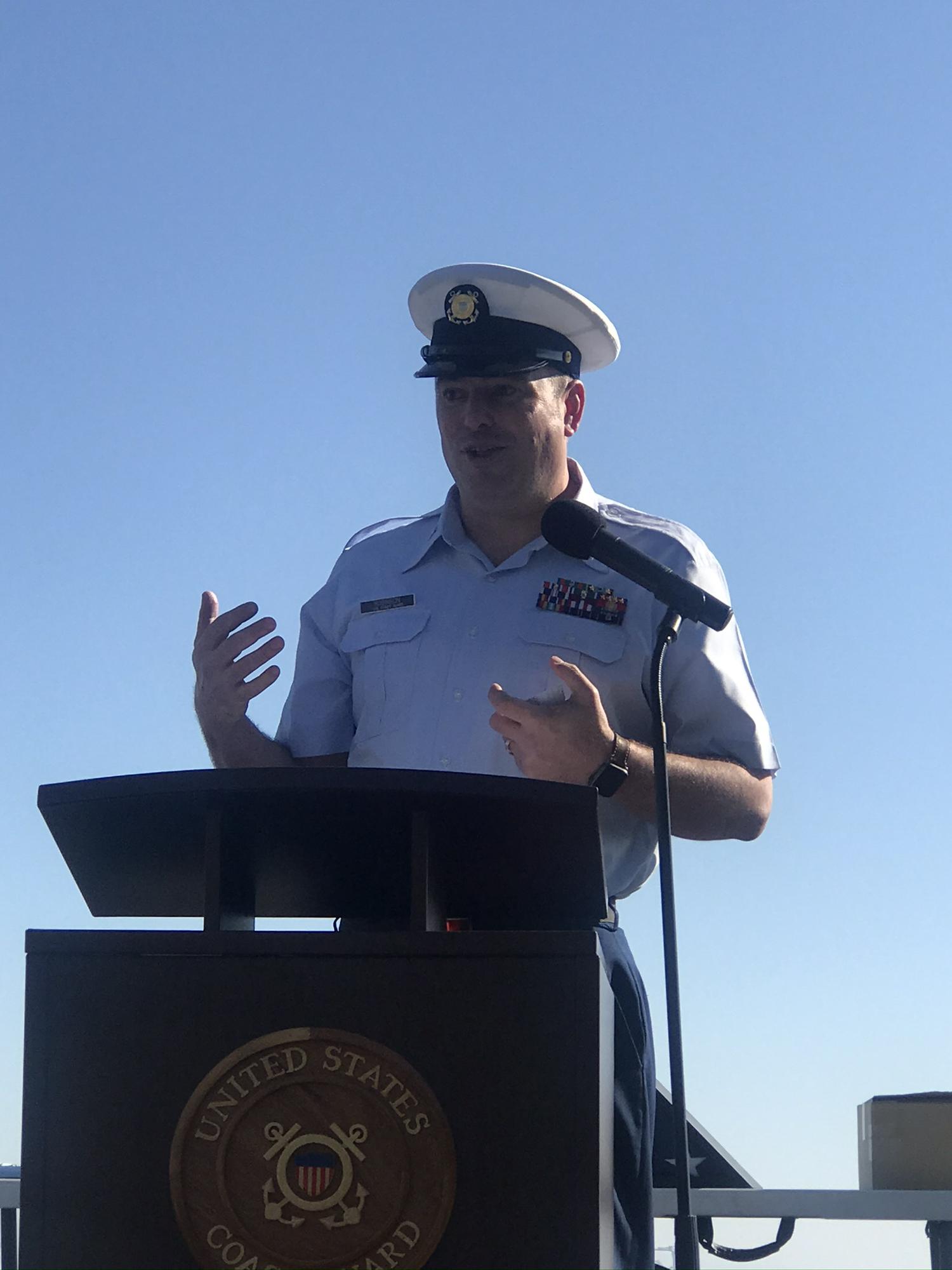And here’s to you, Mr. Robinson: Foster retires from the Coast Guard, February 2020.