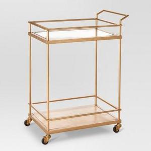 Wood & Glass Gold Finish Bar Cart - Threshold™