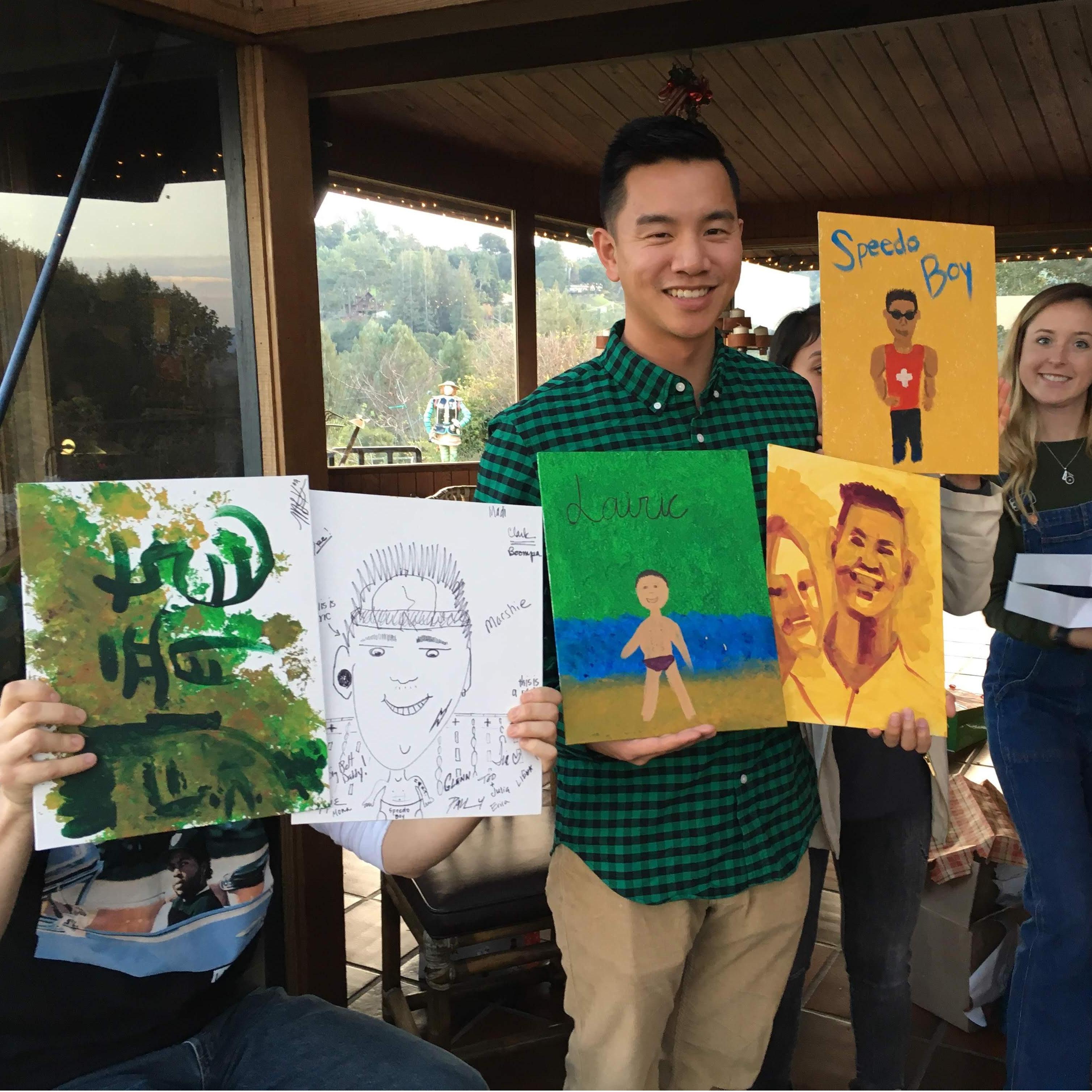 Best Christmas gift ever. Haley's family paints portraits of Eric.