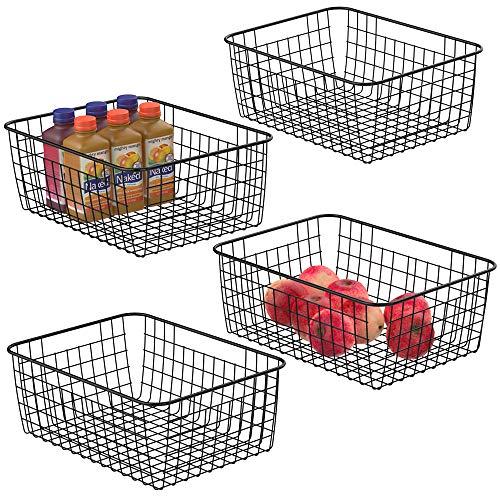 Wire Baskets for Storage, iSPECLE Metal Wire Baskets Organizing Bins Storage Baskets with Handles for Kitchen Bedroom Cabinets Pantry Bathroom Laundry Room Closet Garage - 4 Pack