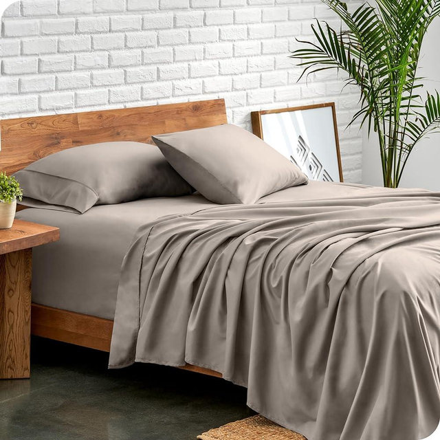 Bare Home Queen Sheet Set - Luxury 1800 Ultra-Soft Microfiber Queen Bed Sheets - Double Brushed - Deep Pockets - Easy Fit - 4 Piece Set - Bedding Sheets & Pillowcases (Queen, Khaki)