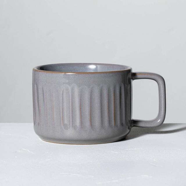 Fluted Stoneware Mug Gray - Hearth & Hand™ with Magnolia