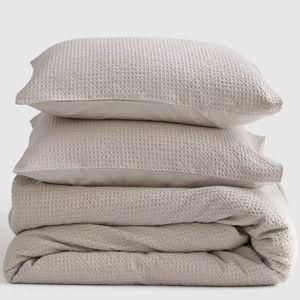 Organic Luxe Honeycomb Duvet Cover Set - Sand, King/Cal King