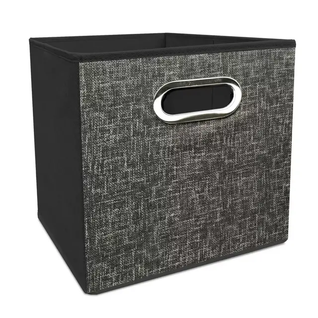 Simply Essential™ 11-Inch Polyester Tweed Print Collapsible Bin in Charcoal