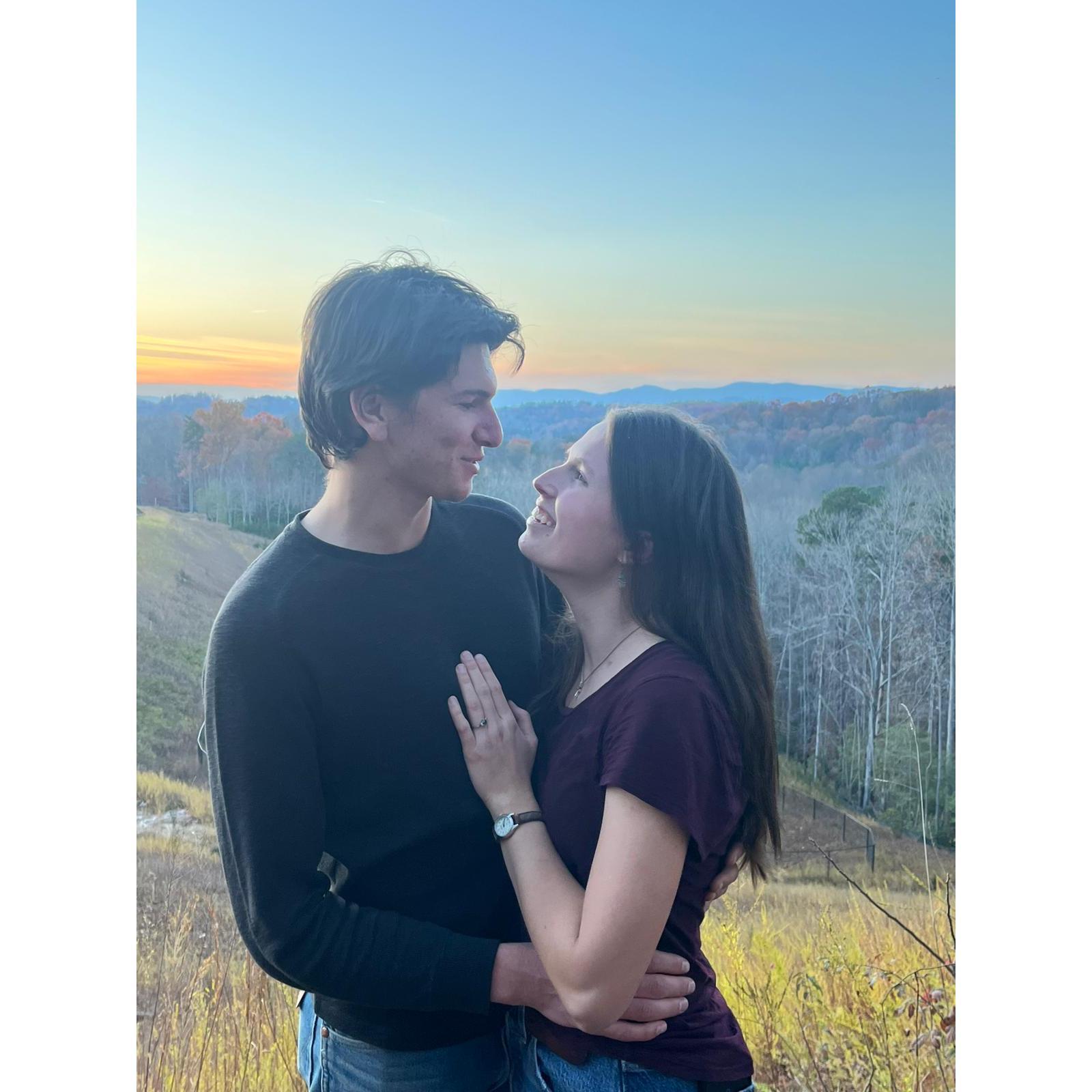 Engagement! Camden timed the sunset perfectly for photos while she fed her cat.