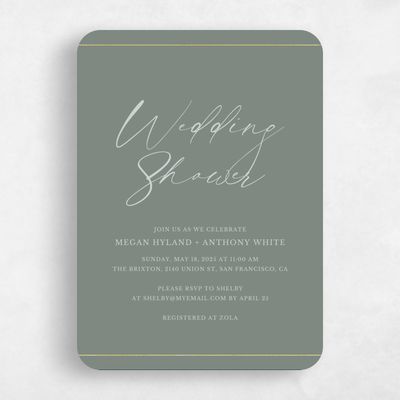 Green Rounded Wedding Wedding Shower Invitation - Sheffield Portrait