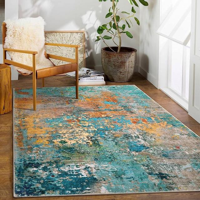 Lahome Modern Abstract Area Rug - 5x7 Large Washable Rugs for Living Room Soft Rugs for Bedroom, Colorful Non Slip Indoor Floor Throw Carpet for Apartment Bathroom Dining Room Hardwood Floor