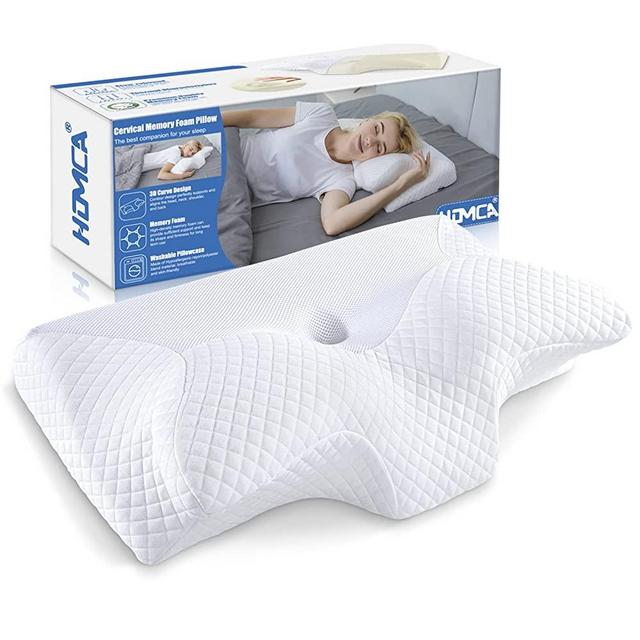 HOMCA Cervical Memory Foam Pillow (Queen Size), Ergonomic Contour Pillow for Neck Pain Relief, Contoured Support Pillows for Side Back Stomach Sleepers,