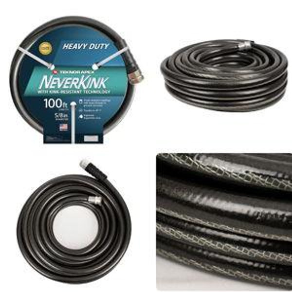 Garden Hose-5/8-in x 100-ft Heavy -Duty Kink Free Vinyl Gray Coiled Hose