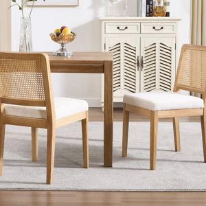 Bay Isle Home™ Upholstered Seat Dining Chair With Rattan Back, Farmhouse Side Chair For Kitchen/Dining Room & Reviews | Wayfair