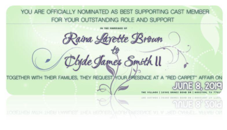 The Wedding Website of Raina Lavette Brown and Clyde James Smith II