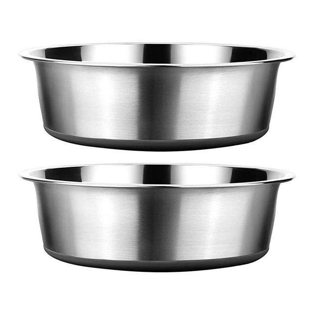 Stainless Steel Metal Dog Bowls (Pack of 2) | Non-Slip Rubber Bottom Design | Ideal Food & Water Bowls Set for Small, Medium, and Large Sized Dogs Breed
