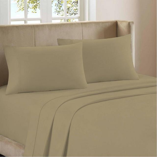 King 1200 Thread Count Cotton Rich Sateen Sheet Set Beige - Color Sense