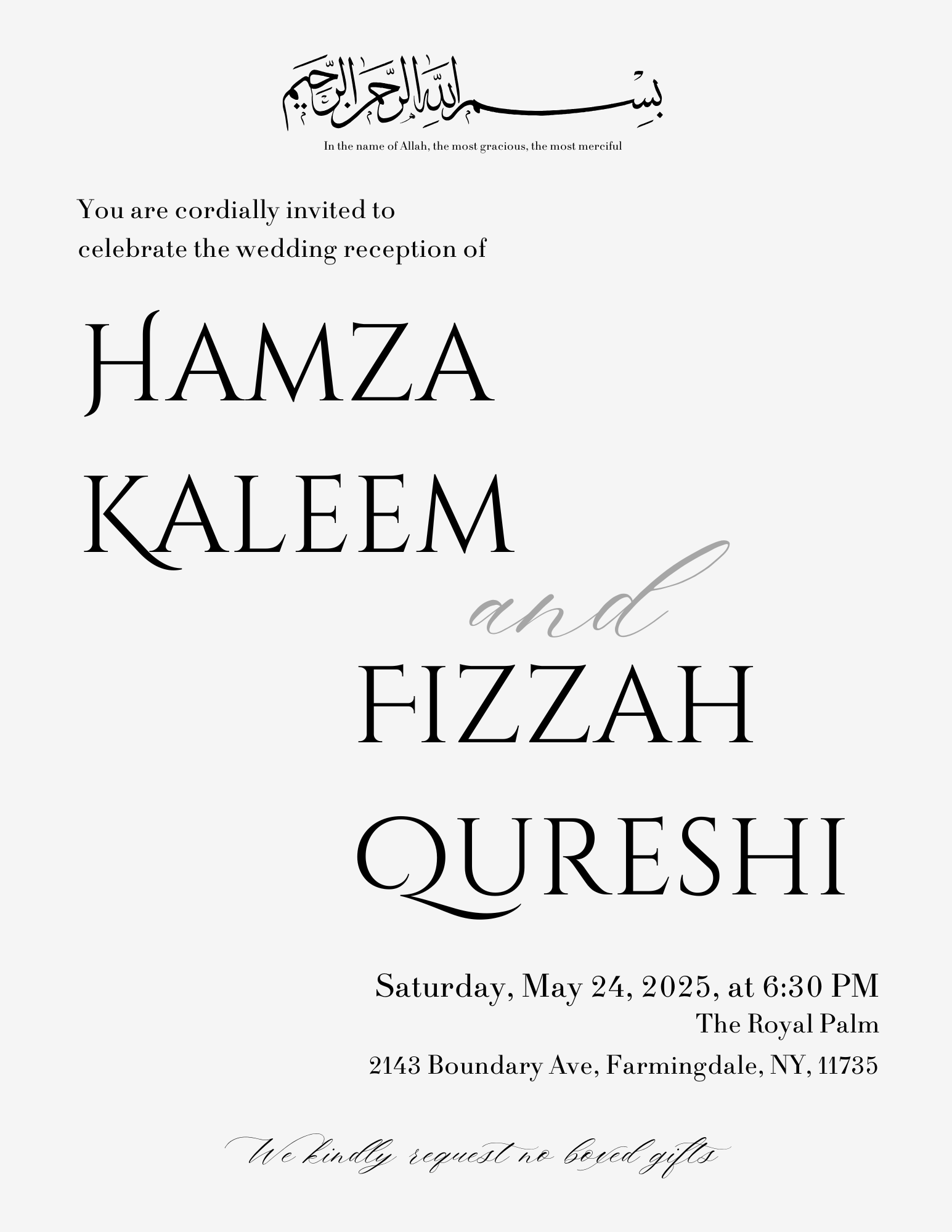 The Wedding Website of Fizzah Qureshi and Hamza Kaleem