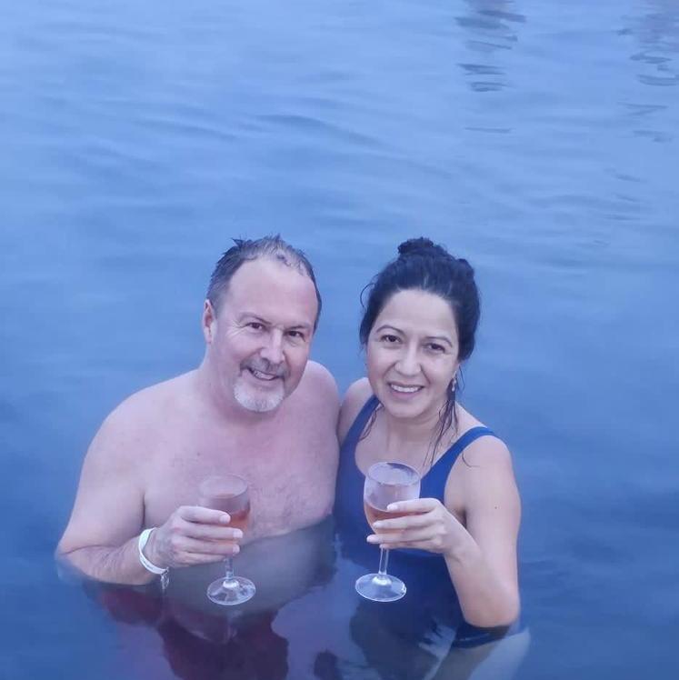 At a natural sauna in Iceland