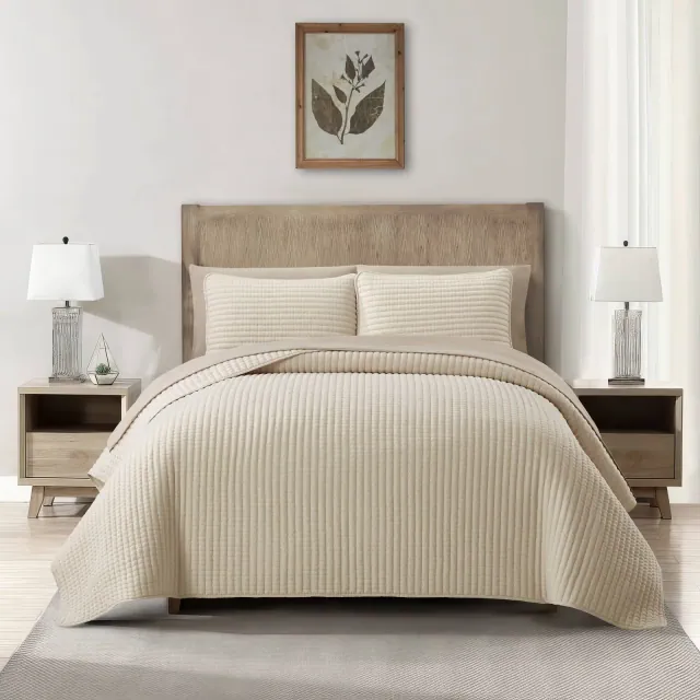 Nanshing 7pc King Aurelia Quilt Set Beige