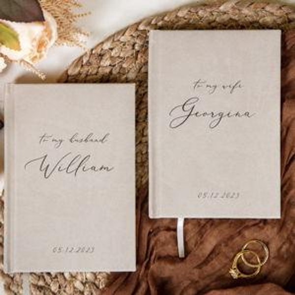 2 Vow Books Husband Wife - Oats w/ Black, Oats w/ Black
