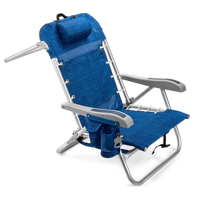 Homevative Cooler+ Folding Backpack Beach Chair with 5 Positions, Towel bar, XL Cooler Pouch, Storage Net, Cup and Phone Holder, Breeze