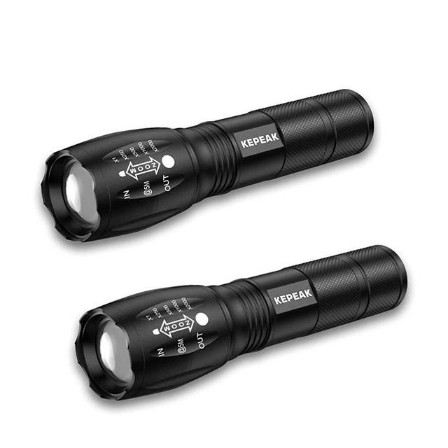 KEPEAK Flashlight, 5 Modes Tactical LED Flashlight, High Lumen IPX5 Water Resistant Flashlight for Camping, Outdoor Hiking, Emergency (2 Pack)