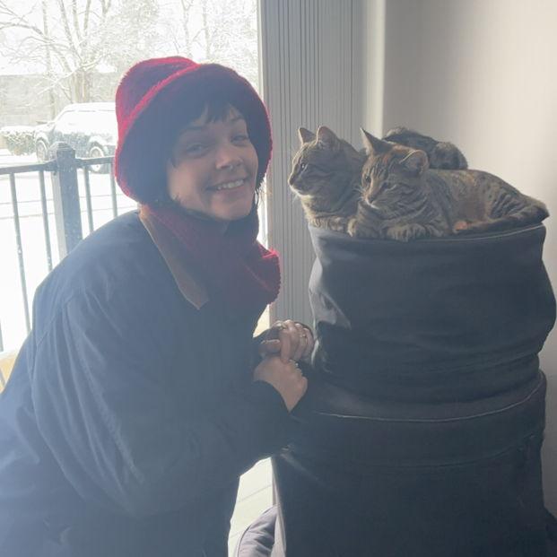 The kitties first snow storm